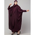 Long cuff ready to wear Jilbab in one piece- Wine